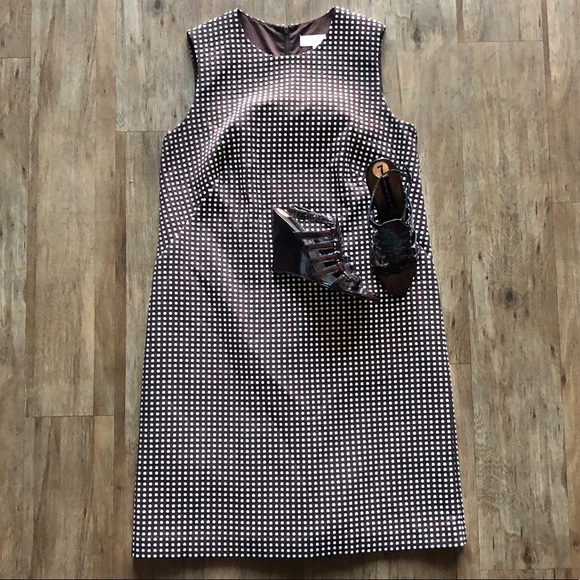 Isaac Mizrahi Brown & Cream Print Shift Dress - Picture 2 of 8